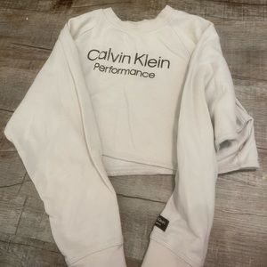 Cream Calvin Klein athlesure cropped sweater